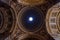 Budapest, Hungary - Feb 8, 2020: Upward view of cupola with skylight in Stephen`s Basilica