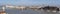 Budapest, Hungary - Feb 9, 2020: Panoramic view of of Szenchenyi Chain bridge over Danube river in Budapest winter