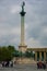 Budapest, Hungary. Heroes` Square, Hosok Tere or Millennium Monument, major attraction of city, with 36 m high Corinthian column