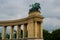 Budapest, Hungary. Heroes` Square, Hosok Tere or Millennium Monument, major attraction of city, with 36 m high Corinthian column