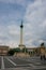 Budapest, Hungary. Heroes` Square, Hosok Tere or Millennium Monument, major attraction of city, with 36 m high Corinthian column