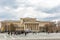 Budapest, Hungary. Heroes Square - major square in Budapest. Museum of Fine Arts. Groups of tourists sightseeing