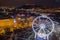 Budapest, Hungary - Illuminated ferris wheel at Elisabeth Square at the centre of Budapest with Statue of Liberty