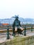 Budapest, Hungary - January 1, 2015: Statue of the Little Princess of Budapest, work of Laszlo Marton