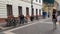 Budapest, Hungary - Jun 13, 2019: office worker rides his bike on street