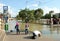 BUDAPEST, HUNGARY - JUNE 06, 2013: There is a huge flooding in the capital of Hungary.