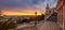 Budapest, Hungary - Main steps of the world famous Fisherman`s Bastion Halaszbastya with a lamp post and a colorful sunrise