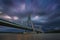 Budapest, Hungary - The Megyeri Bridge over river Danube at dusk