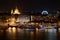 Budapest, Hungary night skyline with St Stephen Basilica