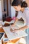 Budapest, Hungary - October 19, 2109: Traditional home-made gingerbread baking, preparing the dough