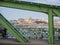 Budapest, Hungary. Panorama over Danube river and the National Szechenyi library over the hill