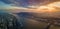 Budapest, Hungary - Panoramic aerial view of Buda Castle Royal Palace, Varkert Bazar, Gellert Hill