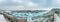 Budapest, Hungary - Panoramic skyline view of Budapest with the icy River Danube and Chain Bridge