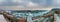 Budapest, Hungary - Panoramic skyline view of Budapest with the icy River Danube and Chain Bridge and other landmarks