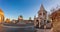 Budapest, Hungary - Panoramic view of the Fisherman`s Bastion Halaszbastya at sunrise with autumn foliage