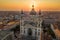 Budapest, Hungary - The rising sun shining through the tower of the beautiful St.Stephen`s Basilica