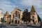 BUDAPEST, HUNGARY - SEPTEMBER 17, 2016: Peple walking in front of Great market hall, largest indoor market in Budapest, built in