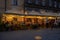 Budapest, Hungary - September, 2019: People eating dinner at an outdoor restaurant in Budapest Hungary