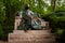 Budapest, Hungary. Statue of Anonymous located in city park in courtyard of Vajdahunyad Castle