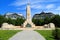 Budapest Hungary. View of the center of Budapest with a monument to Soviet liberators and the US Embassy, Hungary