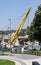 Budapest, Hungary â€“ June 11, 2019; Image of the Clark Adam ship crane next to the Margaret bridge