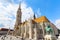 Budapest. Matthias Church and the monument to St. Istvan