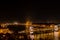 Budapest nightscape, view over bridges and Parliament Building.