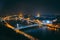 Budapest at Nighttime with the Parliament and with many Bridges