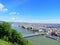 Budapest panoramic view over capital city with river Danube and parliament