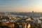 Budapest Parliament Building, bathed in soft, warm, morning light.