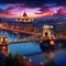 Budapest's Vibrant Nightlife: Illuminated Skyline with Glittering Danube River