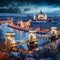 Budapest's Vibrant Nightlife: Illuminated Skyline with Glittering Danube River