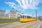 Budapest Tram with Hungarian Parliament Building in Budapest city, Hungary