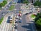 Budapest, urban landscape, top view of roads and intersections