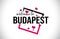 Budapest Welcome To Word Text with Handwritten Font and Red Hearts Square