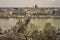 Budapests Chain Bridge under polluted gray