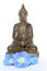 Budda buddha with blue flowers