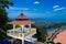 Buddah temple with beautiful views from top of mountain of Patong Phuket Thailand.