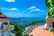 Buddah temple with beautiful views from top of mountain of Patong Phuket Thailand.