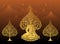 Buddha and Bodhi tree gold color of thai tradition,vesak day