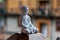 Buddha ceramic statue. Yoga, buddhism, meditation background with empty space for text