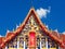 Buddha enshrined in a temple gable