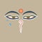 Buddha eyes of the Nepal with teardrop