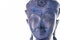Buddha face against white background. Modern purple blue zen bud