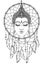 Buddha face over dreamcatcher round pattern. Esoteric vintage vector illustration. Indian, Buddhism, spiritual ar Ethnic