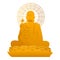 Buddha gold statue icon, cartoon style