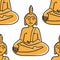 Buddha gold statue seamless pattern Thailand symbol
