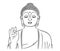 Buddha with hand raised. Vector.