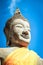 Buddha head in ancient temple in Thailand.