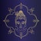 Buddha head silhouette. Vector illustration isolated. Buddhism esoteric motifs. Tattoo, spiritual, indian, Buddhism, spiritual art